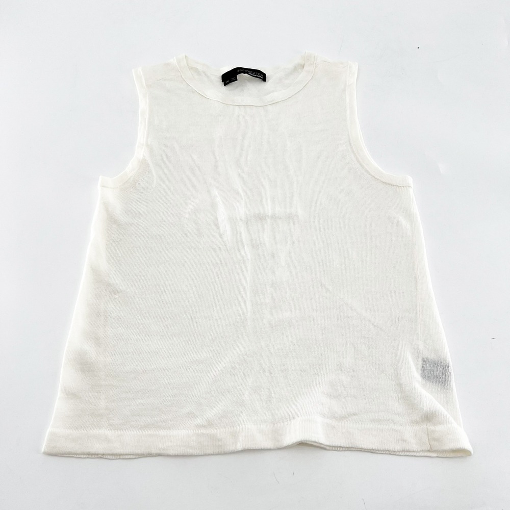 360 Sweater White 100% Linen Knit Sleeveless Tank Top XS Italian Yarn - Picture 2 of 5